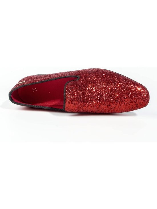 UUBARIS Men\'s Glitter Red Elegant Tuxedo Loafers Slip on Dress Formal Shoes
